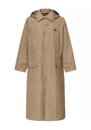 Valentino Garavani hooded logo-plaque coat - Neutrals
