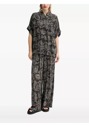 Sessùn embroidered print shirt - Black