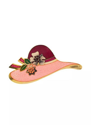 Susan Caplan Vintage 1980s wide-brimmed hat brooch - Red