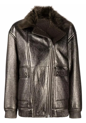 Yves Salomon longline leather jacket - Metallic