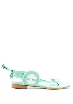 Sarah Chofakian leather Blossom flat sandals - Green