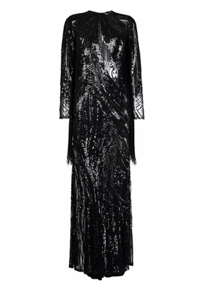 Elie Saab long bead-embellished gown - Black