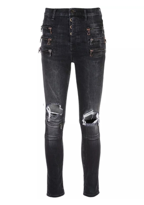 UNRAVEL PROJECT zipped knee holes skinny jeans - Black