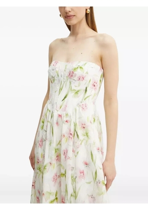 Bardot Lola floral-print corset midi dress - White