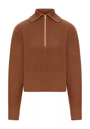 Max Mara ribbed wool zip-neck sweater - Brown