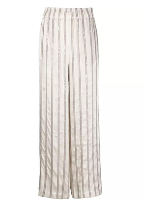 Brunello Cucinelli Striped high-waist trousers - White