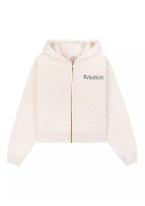 Sporty & Rich Lion Health zip-up hooded top - CREAM