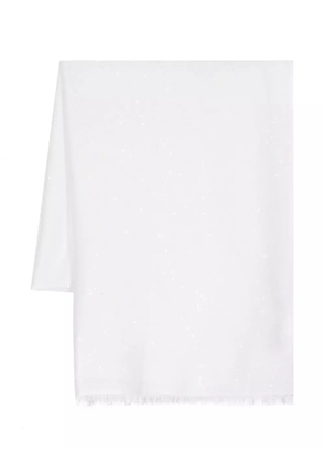 Brunello Cucinelli sequin-embellished frayed-hem scarf - White