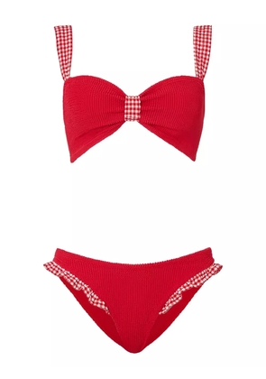 Hunza G ruffled gingham bikini - Red
