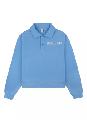 Sporty & Rich Wellness Club embroidered polo neck top - Blue