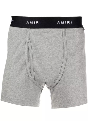 AMIRI logo-waist cotton boxer shorts - Grey