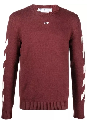Off-White arrow-knit crew neck jumper - Red
