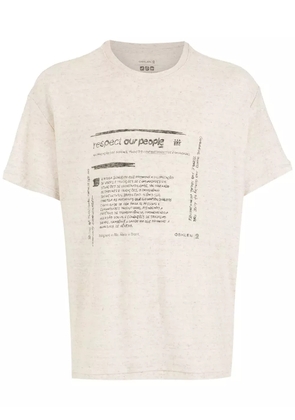 Osklen Respect Our People-print short-sleeve T-shirt - Neutrals