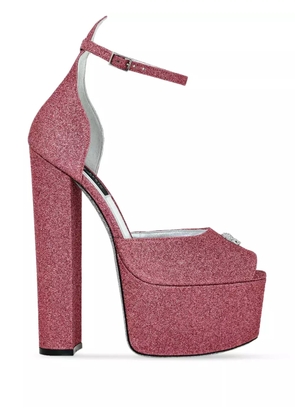 Philipp Plein 120mm glittered platform sandals - Pink