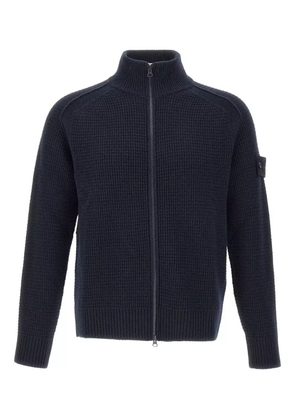 Stone Island textured-weave zip-up cardigan - Blue