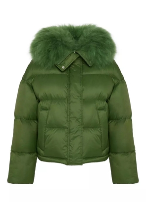 Yves Salomon lambshearlking-trimmed puffer jacket - Green