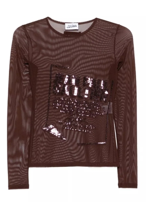 Jean Paul Gaultier sequin-embellished mesh top - Brown