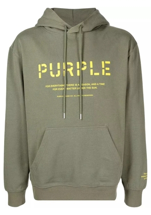 Purple Brand logo-print cotton hoodie - Green