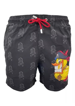 MC2 Saint Barth skull-print pirate duck swim shorts - Black