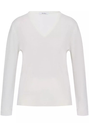Max Mara v-neck wool knit top - White