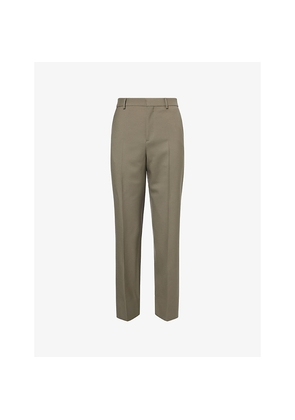 Mens Gucci Embossed-Logo Straight-Leg Wool Trousers