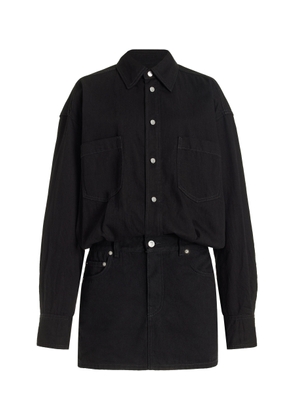 HAIKURE - Tatum Denim Shirt-Skirt Combo Mini Dress - Black - S - Moda Operandi