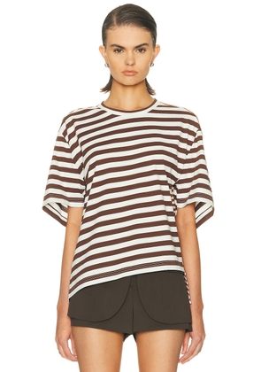 Monse Asymmetric Twisted T-shirt in Umber - Brown,White. Size L (also in ).