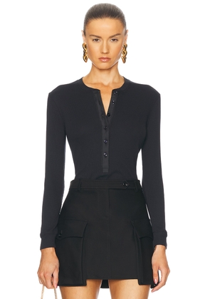 TOM FORD Long Sleeve Henley Top in Black - Black. Size 34 (also in ).