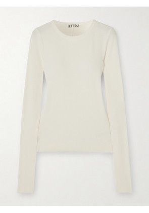 ÉTERNE - Ribbed Stretch Cotton And Modal-blend Top - Cream - x small,small,medium,large,x large