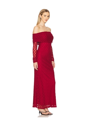 Bardot Adoni Off Shoulder Maxi Dress in Red. Size 2. Also in 4.