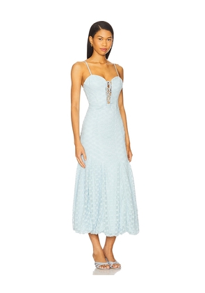Bardot Delaney Bubble Midi Dress in Baby Blue. Size 10. Also in 12, 2, 4, 6, 8.