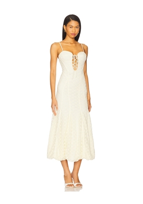 Bardot Delaney Bubble Midi Dress in Ivory. Size 10. Also in 12, 2, 4, 6, 8.
