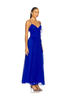 Bardot Veris Ruffle Maxi Dress in Royal. Size 10. Also in 2, 4, 6, 8.