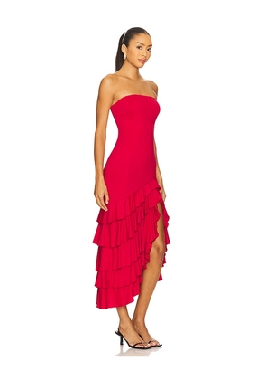 Bardot Agastina Strapless Maxi Dress in Red. Size L. Also in M, S, XL, XS.