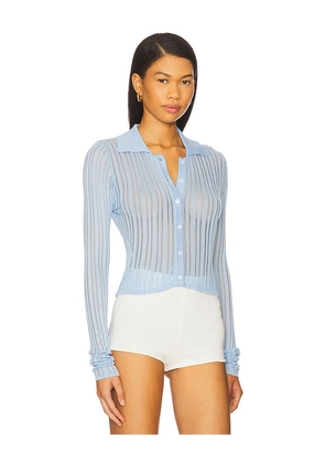 MORE TO COME Fosca Button Up Sweater in Baby Blue. Size L. Also in M, S, XS.