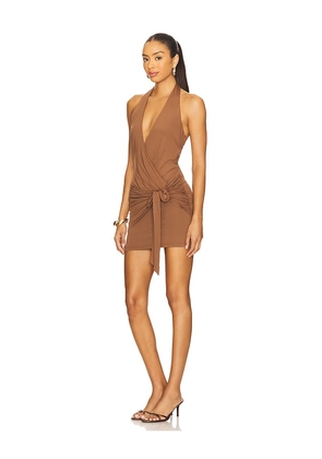 superdown Chloe Halter Mini Dress in Brown. Size L. Also in M, S, XS.
