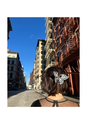 Solar Eclipse Hand-painted Swallowtail Butterfly Claw Hair Clip in Blue.