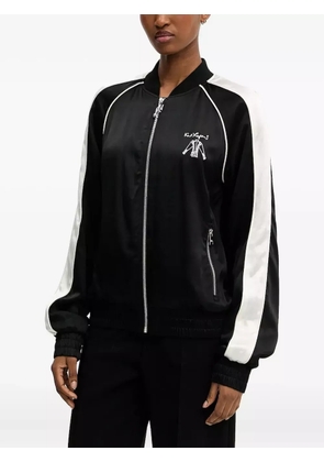 Karl Lagerfeld satin-panelled embroidered jacket - Black