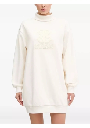 GUESS USA logo-motif turtleneck mini dress - White