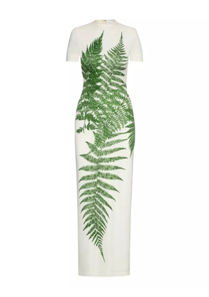 Oscar de la Renta fern-print jersey maxi dress - White