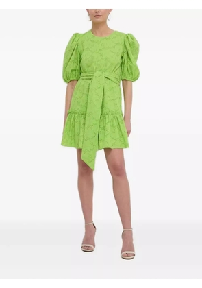 Silvian Heach eyelet puff-sleeve mini dress - Green