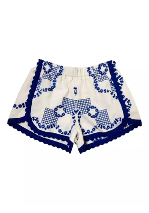 LOT embroidered scalloped-hem shorts - White