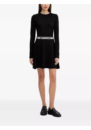 Karl Lagerfeld Jeans logo-waistband flared mini dress - Black