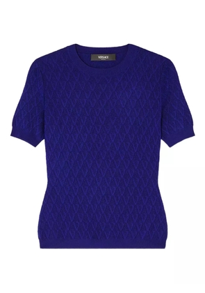 Versace textured-knit short-sleeve top - Blue
