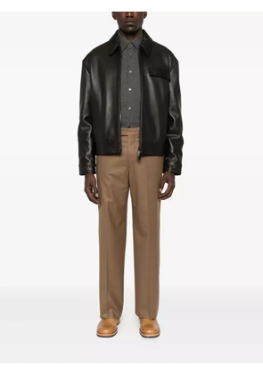 Emporio Armani zip-fastening leather jacket - Brown