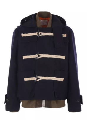 sacai hooded toggle-fastening coat - Blue