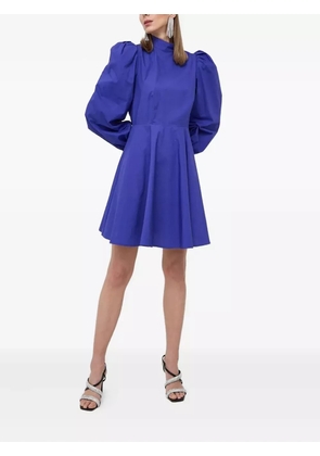 Custommade puff-sleeve mock-neck mini dress - Blue