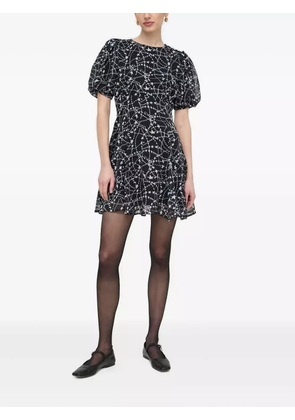 Silvian Heach puff-sleeve star-print dress - Black