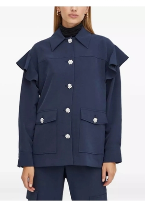 Custommade ruffle-detail embellished shirt - Blue