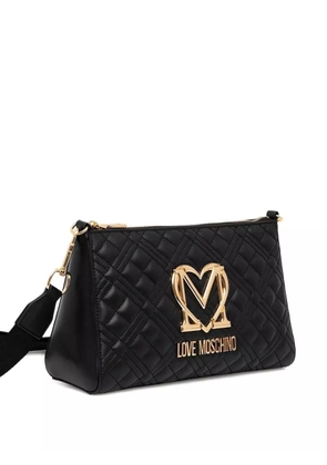 Love Moschino quilted logo cross-body bag - Black